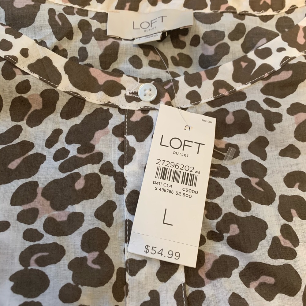 NEW Ann Taylor LOFT Leopard Print Blouse Large - Picture 3 of 5